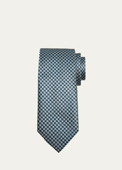 Tom Ford Men's Mulberry Silk Micro-houndstooth Tie In Navy Multicolor