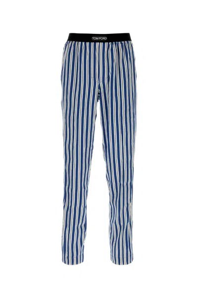 Tom Ford Men's Printed Stretch Satin Pajama Pant In Stripped