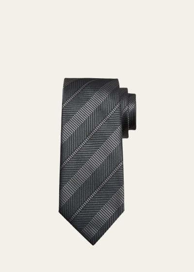 Tom Ford Men's Silk Jacquard Stripe Tie In Light Grey