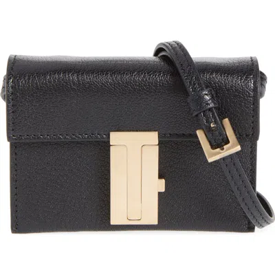 Tom Ford Mia Leather Card Holder Wallet On A Chain In Black