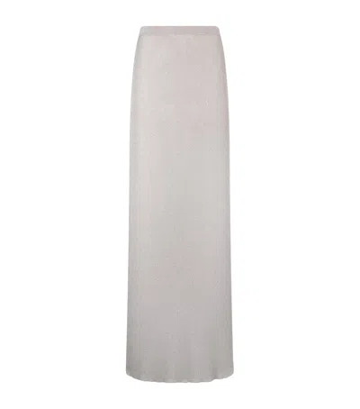 Tom Ford Micro-sequin Knitted Maxi Skirt In Silver