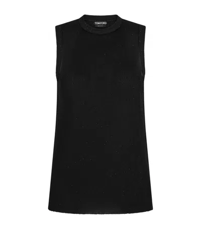 Tom Ford Micro-sequin Knitted Tank Top In Black