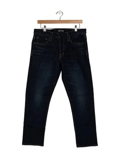 Pre-owned Tom Ford Mid-rise Straight Leg Jeans In Blue