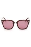 Tom Ford Philippa 68mm Gradient Square Sunglasses In Dark Havana / Violet