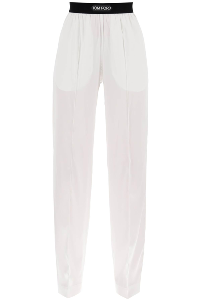 Tom Ford Silk Pajama Pants In Ecru (white)