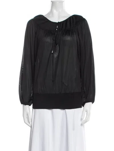 Pre-owned Tom Ford Silk Tie Neck Blouse In Black