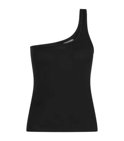 Tom Ford Silk-blend One-shoulder Tank Top In Black