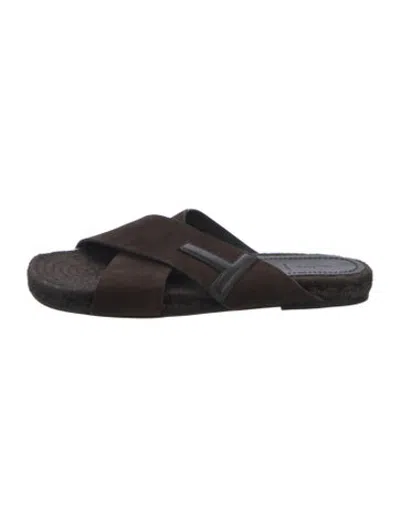 Pre-owned Tom Ford Suede Slides In Brown