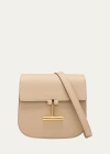 Tom Ford Tara Mini Crossbosy In Grained Leather With Leather Strap In Silk Taupe