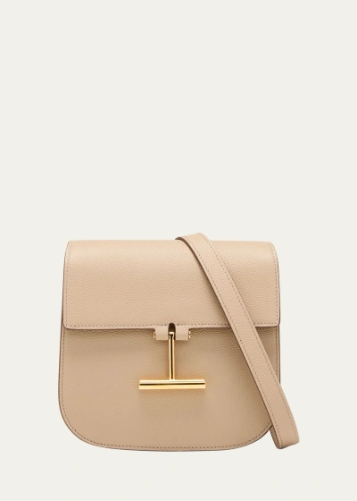 Tom Ford Tara Mini Crossbosy In Grained Leather With Leather Strap In Silk Taupe