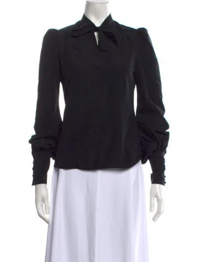 Pre-owned Tom Ford Tie Neck Long Sleeve Blouse In Black