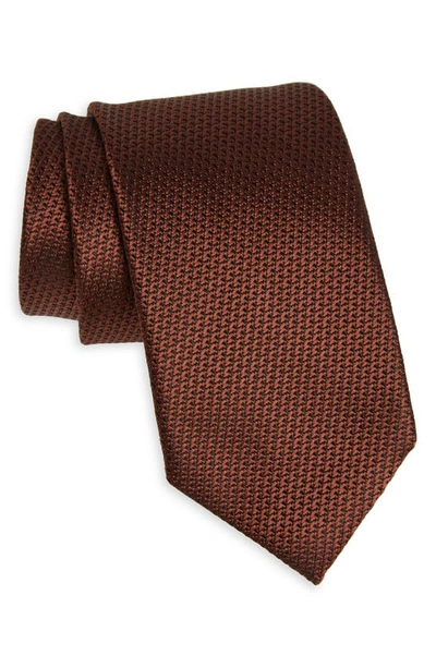 Tom Ford Two-tone Basket Weave Silk Tie In Cinnamon