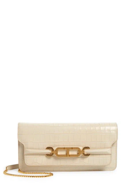 Tom Ford Whitney East/west Croc Embossed Leather Shoulder Bag In Neutral