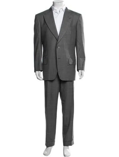 Pre-owned Tom Ford Wool Plaid Print Two-piece Suit In Grey
