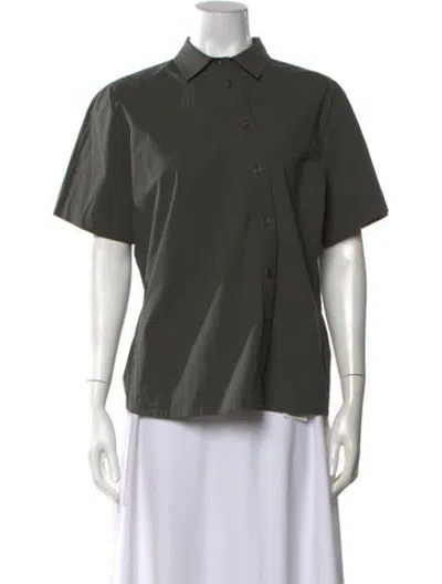 Pre-owned Tomas Maier Short Sleeve Button-up Top In Green