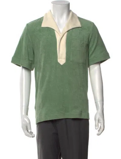 Pre-owned Tombolo Collar Short Sleeve Polo Shirt In Green