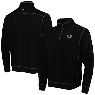 Tommy Bahama Black Miami Hurricanes Sport Tobago Bay Tri-blend Mock Neck Half-zip Jacket