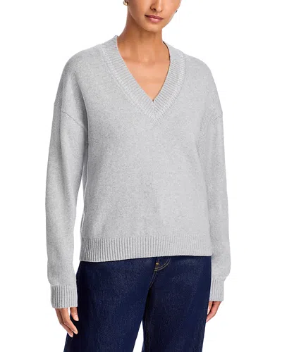 Tommy Bahama Cloud Bay Metallic Stripe V Neck Sweater In Gray