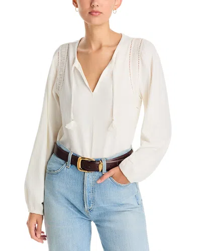 Tommy Bahama Mixed Media Ruched Cotton Top In White