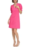 Tommy Hilfiger Blossom Floral Puff Sleeve Jacquard Shift Dress In Hot Pink