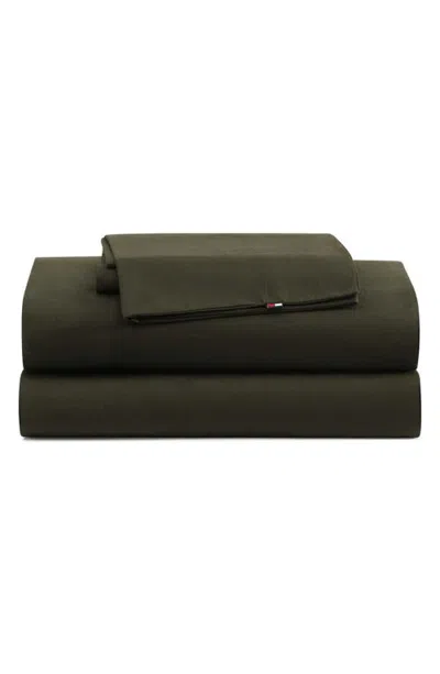 Tommy Hilfiger Essentials 200 Thread Count Cotton Percale Sheet Set In Olive Green
