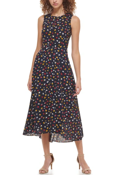 Tommy Hilfiger Floral Gingham Midi Dress In Multi