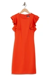 Tommy Hilfiger Flutter Sleeve Sheath Dress In Guava