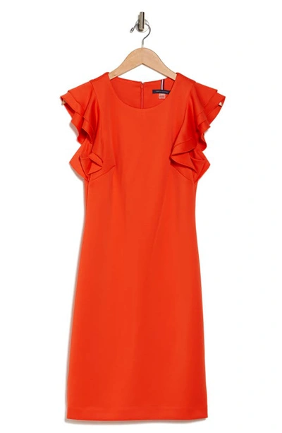 Tommy Hilfiger Flutter Sleeve Sheath Dress In Grenadine