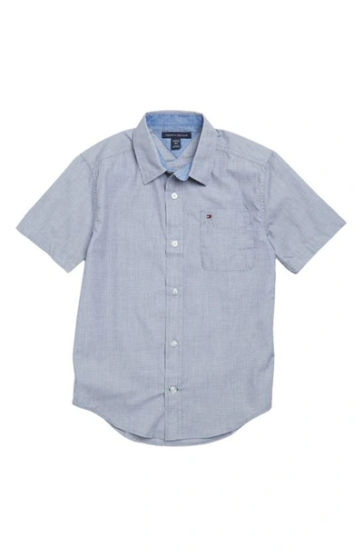 Tommy Hilfiger Kids' End On End Stripe Button-up Shirt In Tech Blue