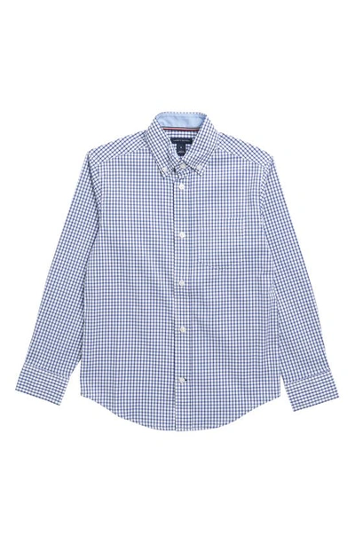 Tommy Hilfiger Kids' Tattersall Button Down Collar Shirt In 425 Mazarine Blue