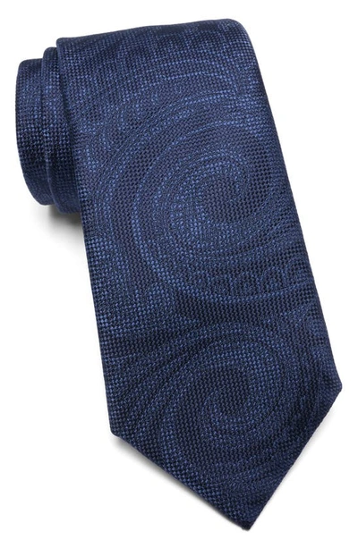 Tommy Hilfiger Large Tonal Paisley Tie In Navy