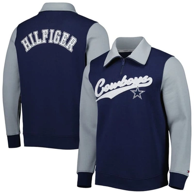 Tommy Hilfiger Navy/silver Dallas Cowboys Aiden Quarter-zip Sweatshirt