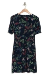 Tommy Hilfiger Puff Sleeve Floral Jersey Dress In Sky Captan/ Bloom