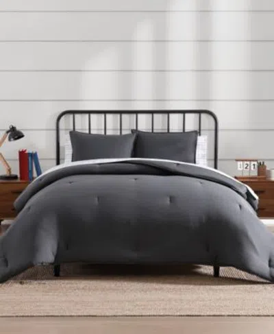 Tommy Hilfiger Solid Microfiber Comforter Set In Black