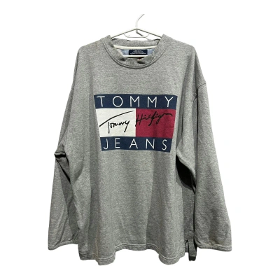 Pre-owned Tommy Hilfiger X Vintage Y2k Tommy Hilfiger Sweatshirt Big Logo In Grey