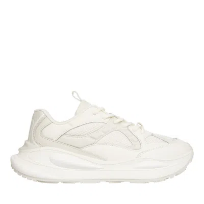 Tommy Jeans Beige Streamlined Leather Athletic Sneakers In White