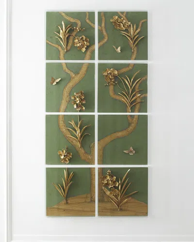 Tommy Mitchell Orchid Tree Panel On Green