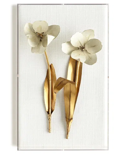 Tommy Mitchell Original Gilded Tulip On White Linen