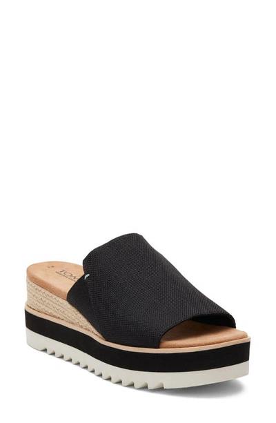 Toms Dianam Espadrille Platform Wedge Slide Sandal In Black