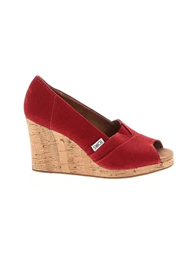 Pre-owned Toms Wedges In Red