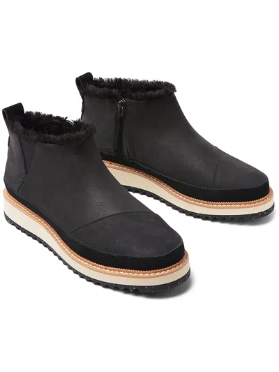 Toms Womens Leather Booties In Black