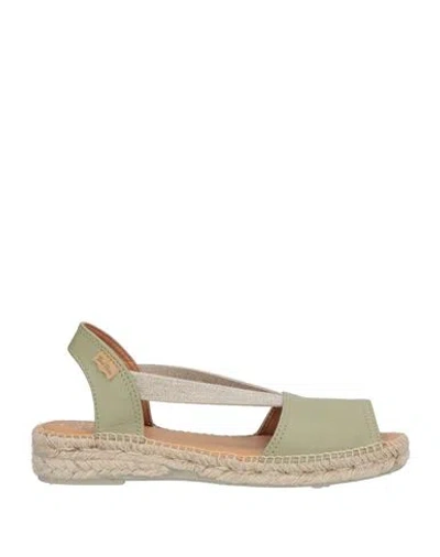 Toni Pons Woman Espadrilles Sage Green Size 11 Soft Leather In White