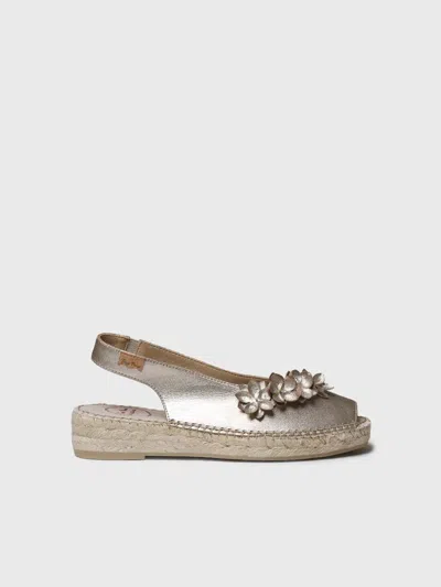 Toni Pons Women's Flat Metallic Espadrilles With Flowers | Erica-fn In Animal Print