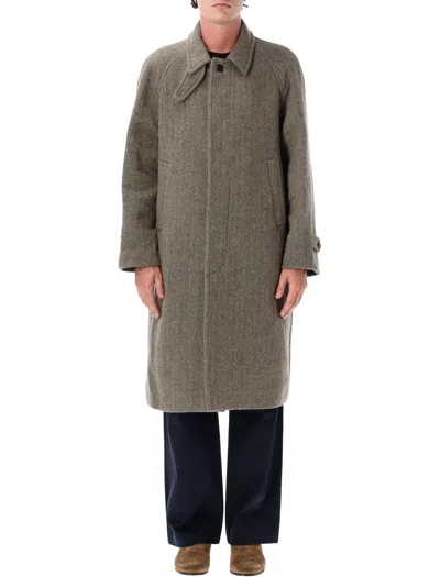 Tonywack Herringbone Wool Raglan Overcoat In Gray