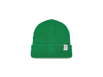 Topo Designs Waffle Knit Beanie Caps Alpine Meadow, Acrylic/polyester In Green