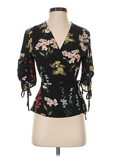 Pre-owned Topshop 3/4 Sleeve Blouse In Black