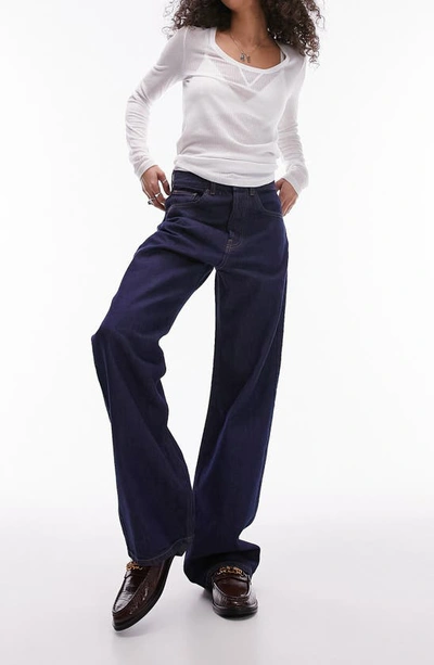 Topshop Column Jeans In Blue