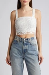 Topshop Lace Crop Top In Ivory