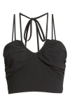 Topshop Ruched Halter Top In Black