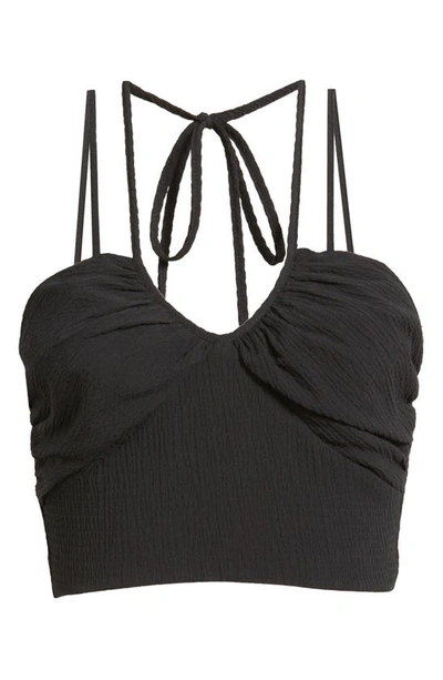 Topshop Ruched Halter Top In Black